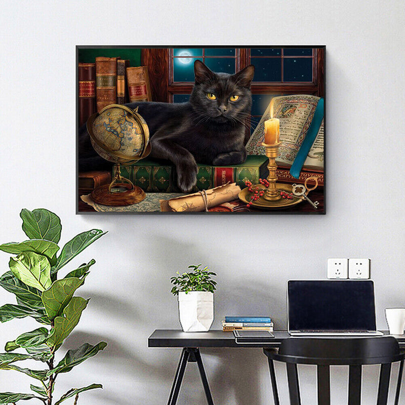 Cat Frameless Oil Paint by Numbers Kit Coloring on Canvas Handpainted Handicr