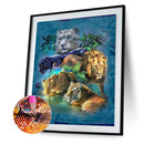 DIY Mosaic Full Round Diamond Painting Kit Animal World Rhinestone Picture Gi