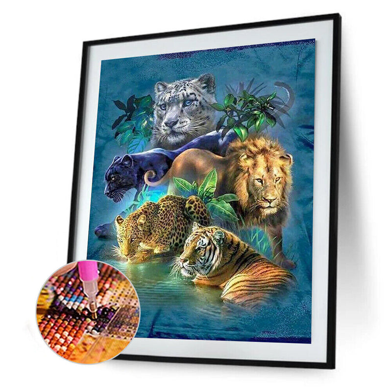 DIY Mosaic Full Round Diamond Painting Kit Animal World Rhinestone Picture Gi