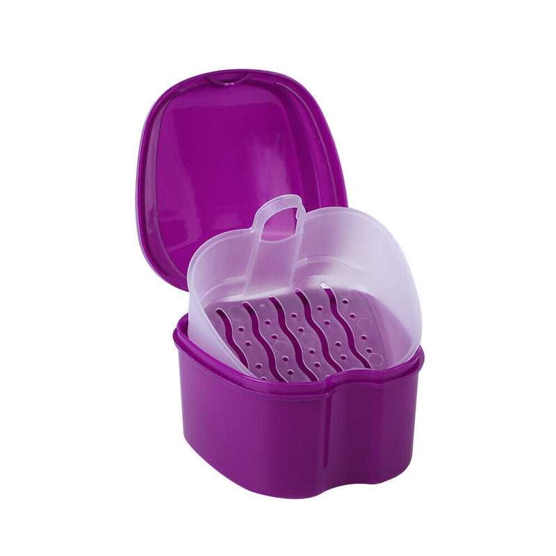 Dental False Teeth Storage Box Container Cleaning Teeth Case with Hanging N