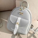 Women Preppy Style Hit Color Bow Leaf Mini Shoulder Bag Cute Leather Backpack