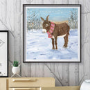 Diamond Painting 5D Full Round Drill Mosaic DIY Donkey in Snow Kit Wall Decor