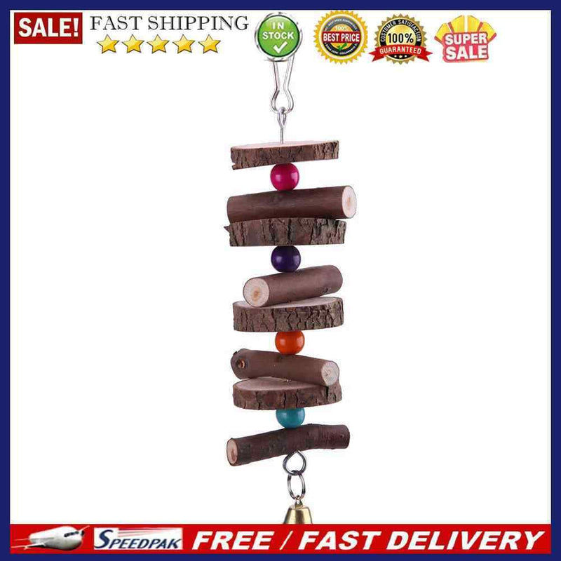Wood String Bell Toys for Pet Bird Parrots Play Bite Hanging Cage Accessory