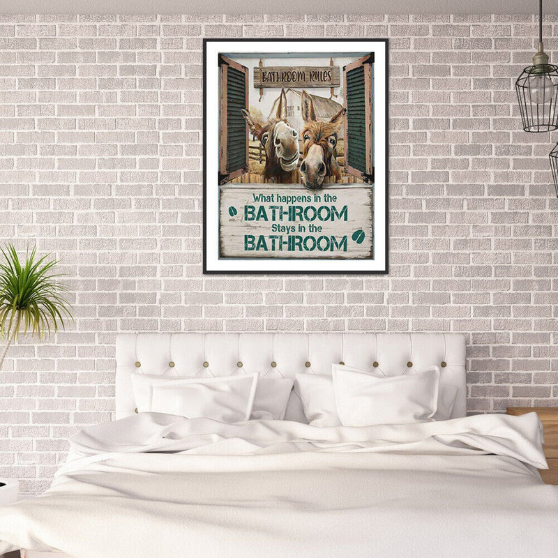 5D Diamond Painting Kit Donkey in Fence Full Round Drill Rhinestone DIY Wall Art