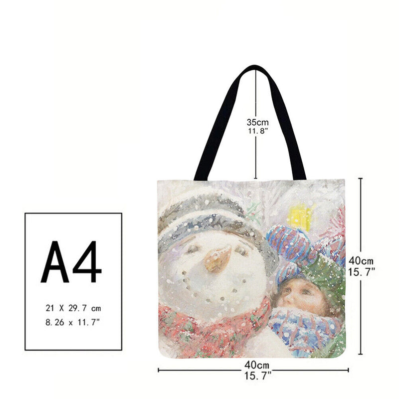 SoeHong Women's Snowman and Child Shopping Bag, Printed, Large Capacity,