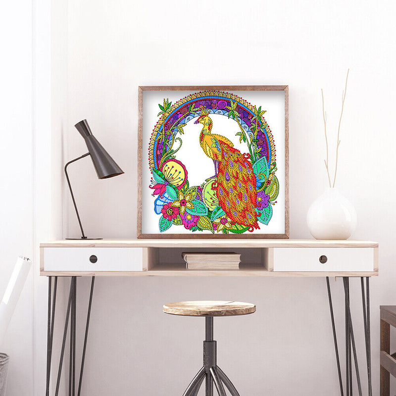 Mosaic Part Drill Special Shaped DIY Flower Peafowl Picture 5D Diamond Painting