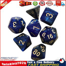 7pcs/Set Dichromatic Dices Digital Polyhedron Starry Sky Dice (Black Blue) Newly