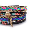Winding Weaved Jewelry Bracelet Alloy Women Crystal Wristband(Black)