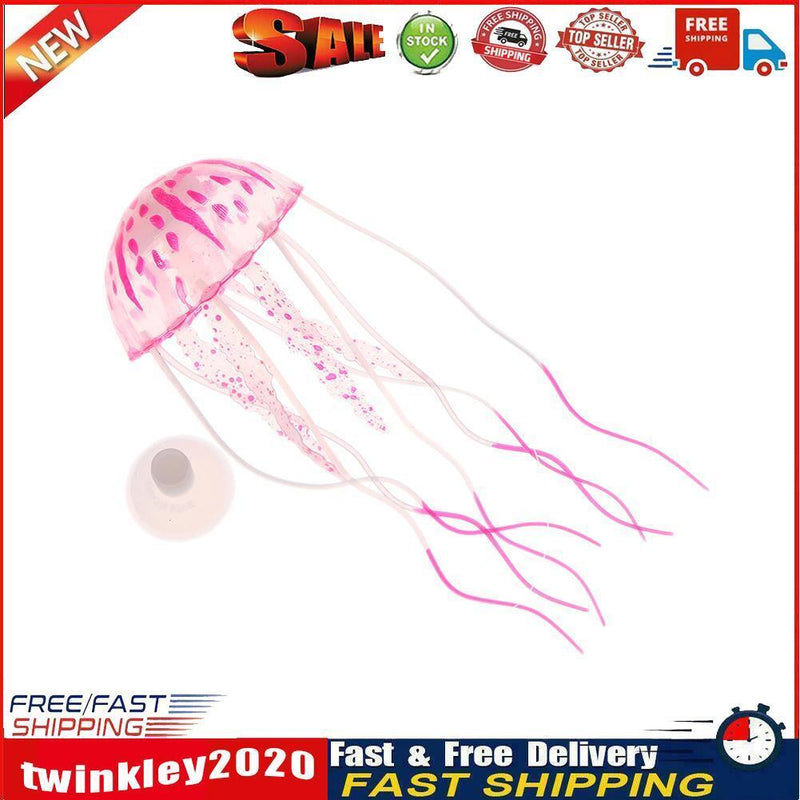 Simulation Artificial Jellyfish Glowing Aquarium Fish Tank Decor(Red) Newly