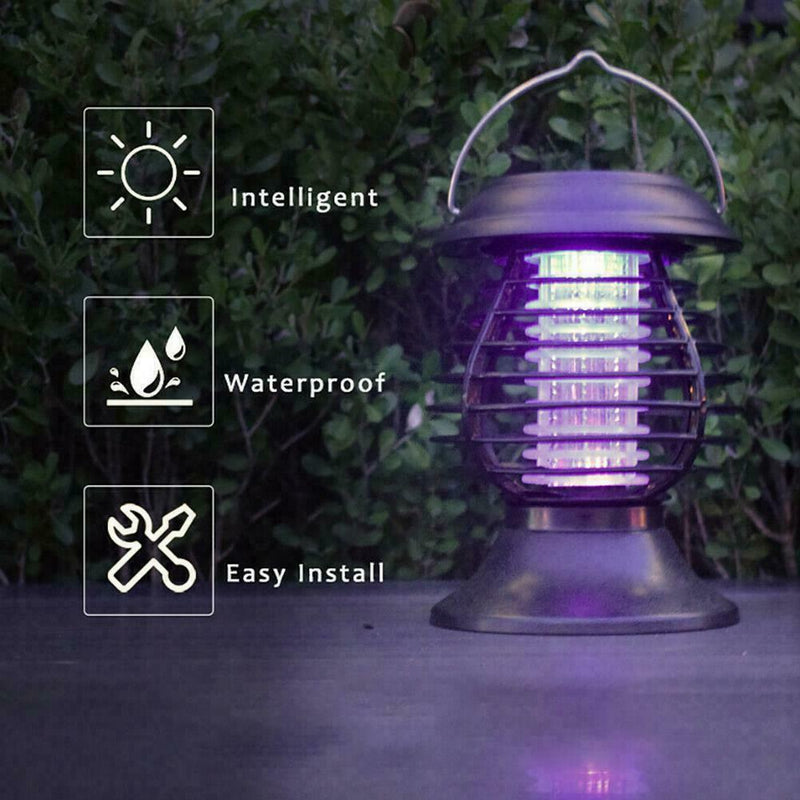 Solar Powered LED Mosquito Fly Bug Insect Zapper Killer Lamp Light Outdoor D3B1