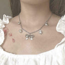 Fashion Women Bow knot Heart Necklace Pendant Clavicle Chain Jewelry D2B1