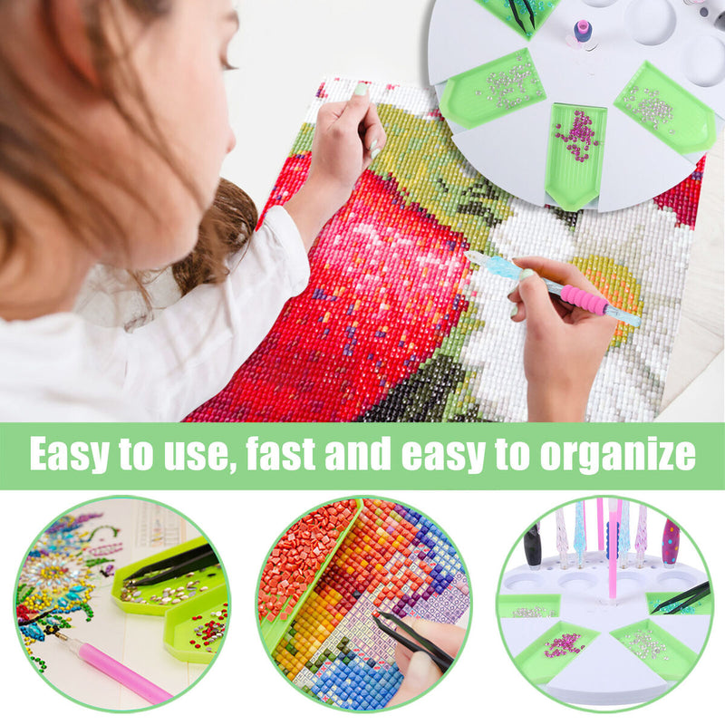 Dot Drill Tray DIY Diamond Painting Tool Plastic Storage Box Holder (White)