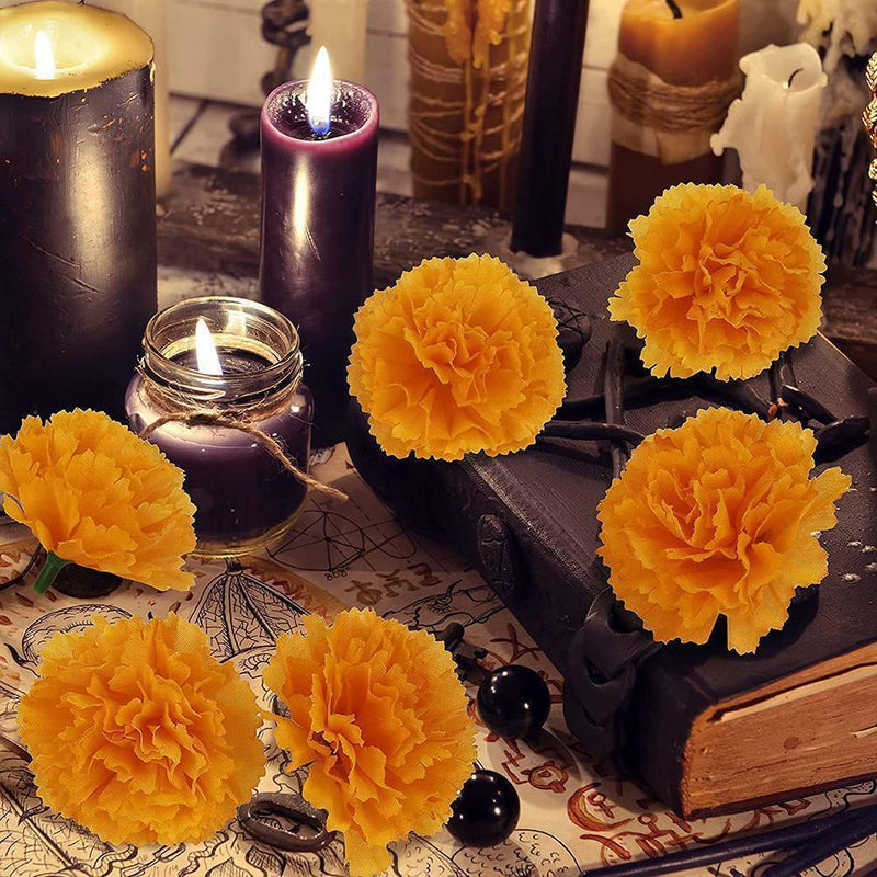 30 Pcs Artificial Marigold Flowers Decoration Set Orange Carnation Flowers