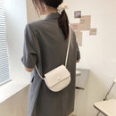 Pure Color PU Saddle Bag Flap Small Shoulder Crossbody Bags Female Messenger Bag
