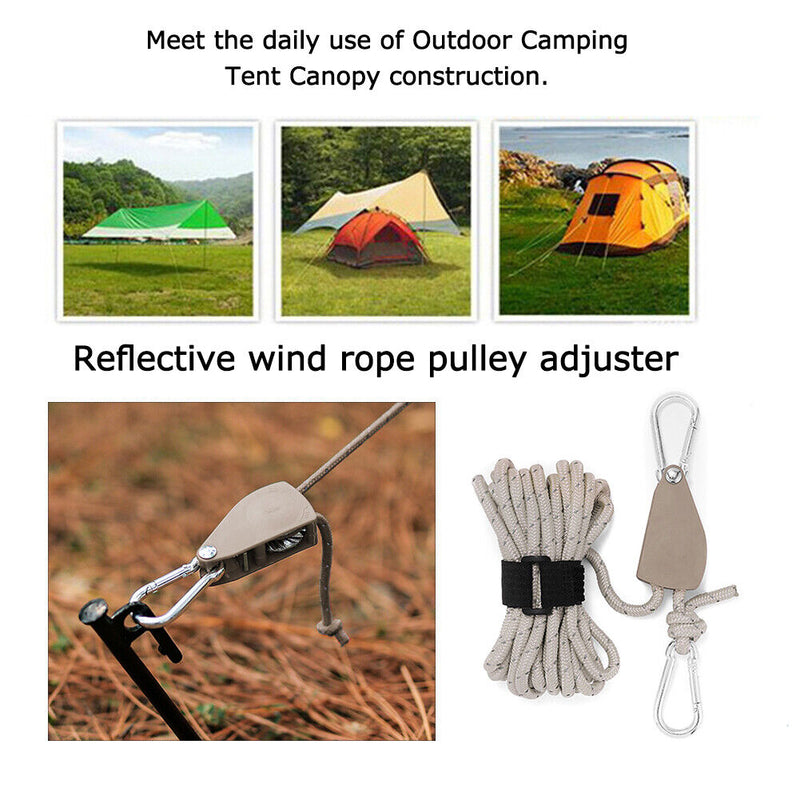 4mm 4m Rope Fastener Reflective Awning Wind Rope Fastener Adjustable for Outdoor
