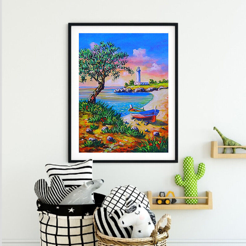 Seaside Oil Paint by Numbers Hand Painted Frameless Picture Home Art Ornament