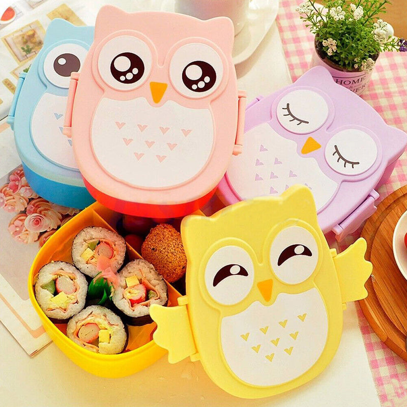 Cartoon Owl Lunch Box Food  Storage Container Portable Bento Box(Purple)
