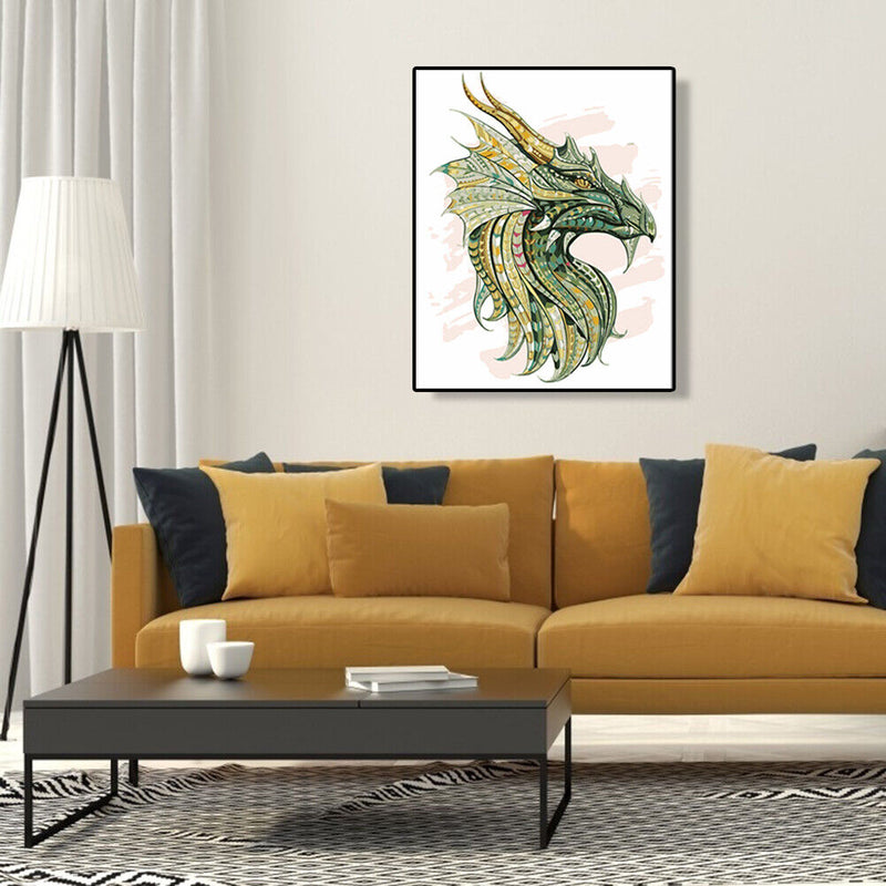 DIY Digital Oil Painting By Numbers Green Dragon Picture Room Decoration 40x50cm