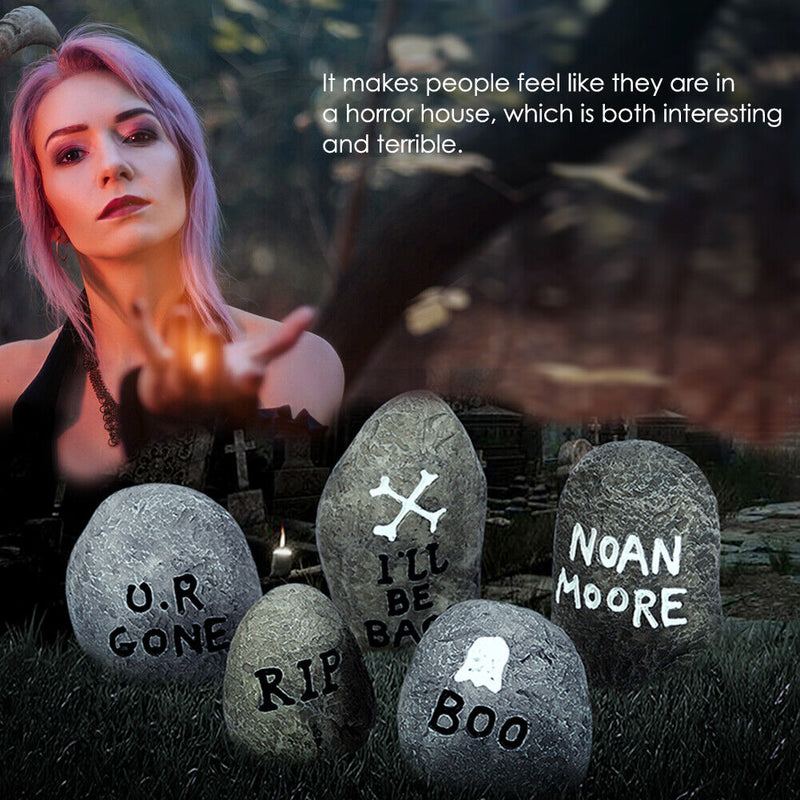 5pcs Halloween Garden Decoration Horror Stones Haunted House Yard Art Ornament