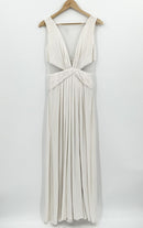 BCBGMAXAZRIA Dress Women Medium White Gown Sheer Cut Out Flowy Fairy Retro 70s