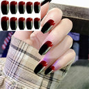 Gradient Ballerina False Nails With Glue Square Coffin Shape Nail Art Patch