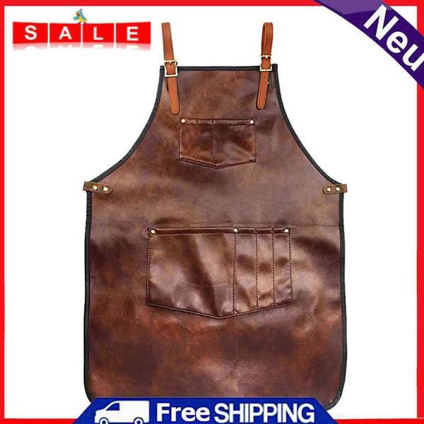 Barbershop Retro Multi Pocket Dyeing and Cutting Hair Leather Denim Apron Salon