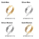 Color Wedding Jewelry Romantic Stainless Steel 6MM Couple Ring Cubic Zircon