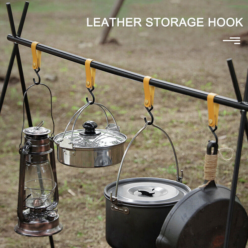 Portable Outdoor Camping Leather Hooks Strap Keychain Durable Hanger Shelf Ho