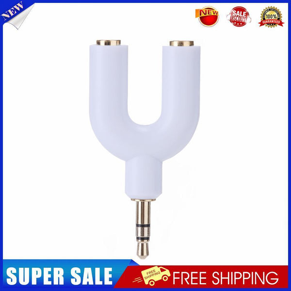 3.5mm Extension Earphone Audio Splitter 1 Male to 2 Female Adapter (White)