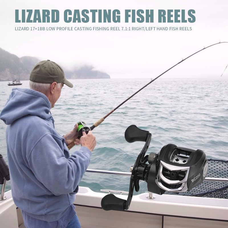 Lizard 17+1Bearings Low Profile Casting Fishing Reel 7.1:1 Right Hand Fish Reels