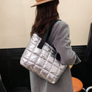 Female Quilted Cotton Padded Armpit Bag Large Capacity Lattice Tote Shoulder Bag