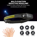 COB LED Sensor Headlight Flashlight USB Outdoor Camping Strong (B Yellow)