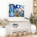 Full Embroidery Cotton 11CT 3 Strands White Fabric Statue of Liberty Cre