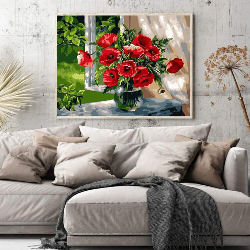 Oil Paint By Numbers Picture DIY Painting Flower Nature Painting Kit Tool