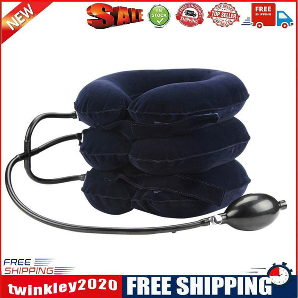 Inflatable Neck Traction Medical Correction Device Therapy Tool (Dark Blue)