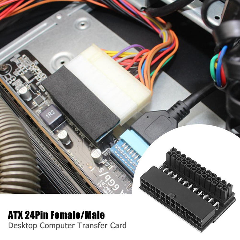 90 Degree Desktop Motherboard ATX 24Pin Female to 24Pin Male Power Adapter