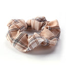 Hair Scrunchies Plaid Women Elastic Ponytail Holder Hair Ties Rope (Khaki) Newly