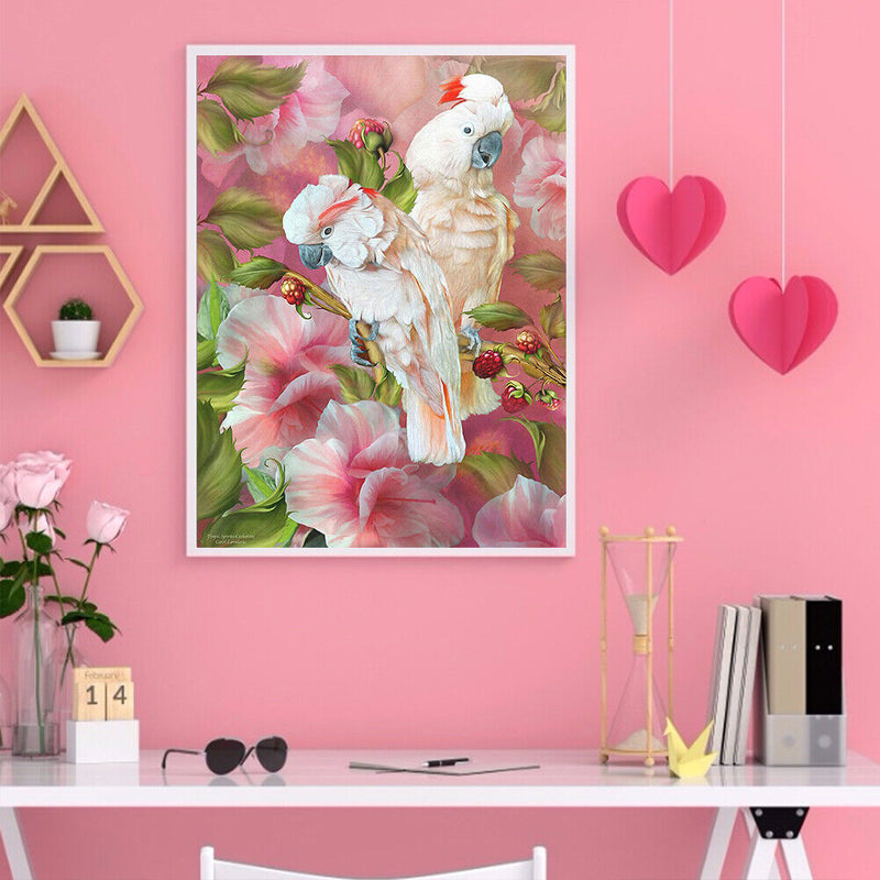 Full Round Drill Diamond Painting White Parrot Mosaic Drawing