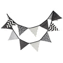 12pcs Flags 3.2m Black White Cotton Rustic Wedding Banner Garland Party
