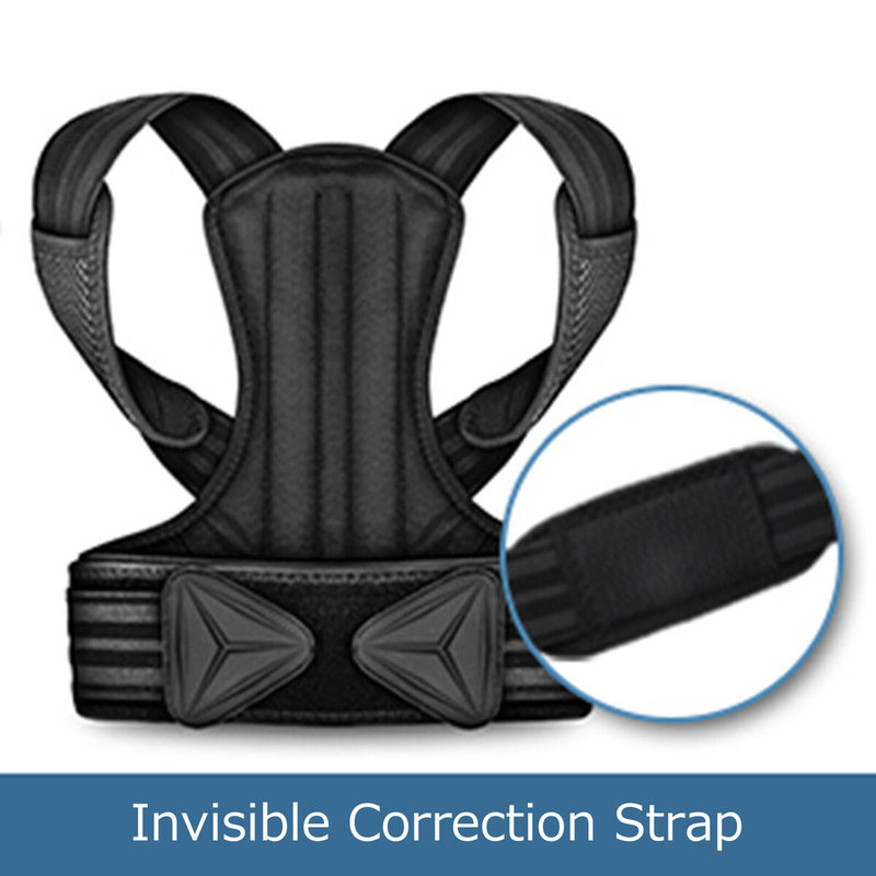 Posture Corrector - Adjustable Back Straightener Brace Support (Black L) Newly