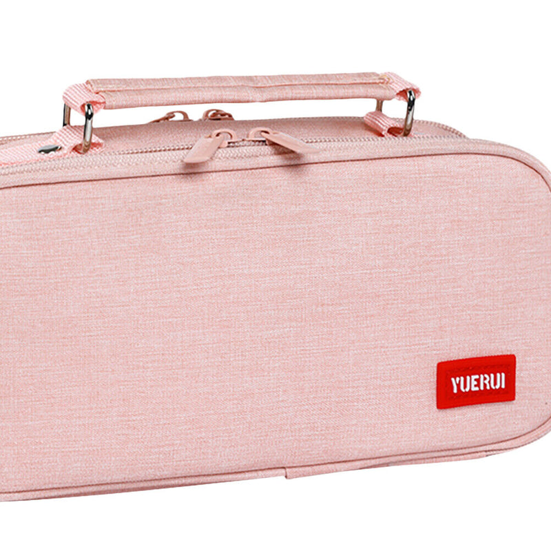 Large Capacity Pencil Case Spacious Canvas Stationery Storage Bag (Pink) Newly