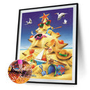 5D Kit DIY Christmas Tree Beach Full Round Diamond Painting Mosaic Picture