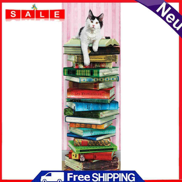 5D DIY Diamond Painting Kits Full Round Drill Cat on Books Mosaic Picture Crafts