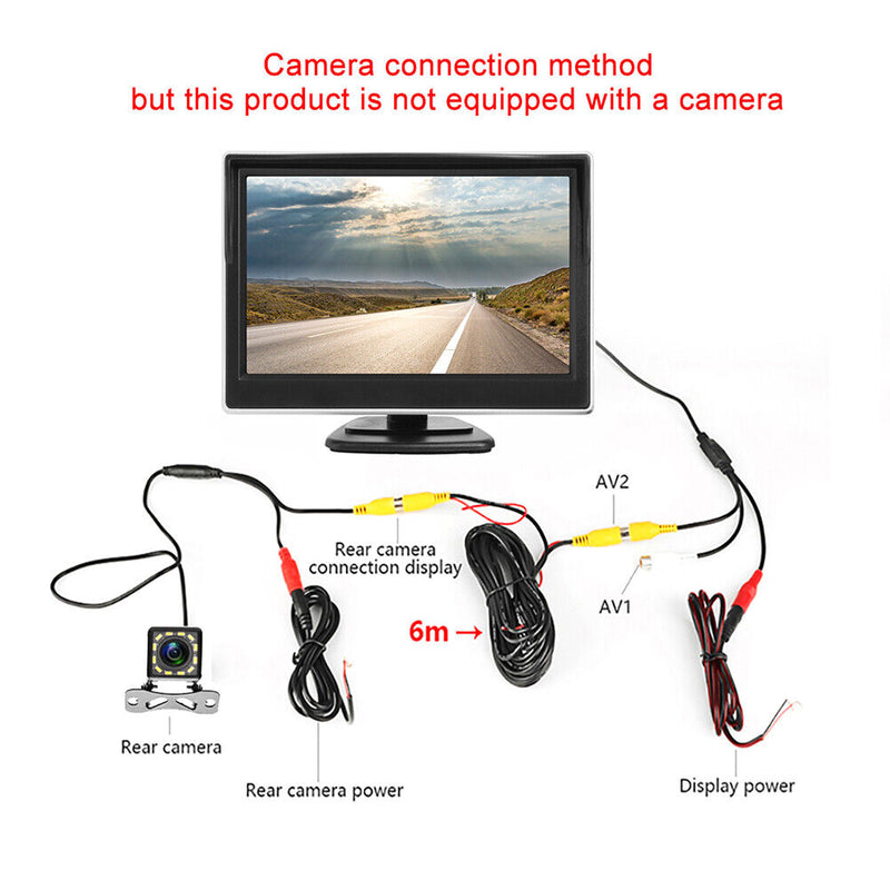 Universal 5in Car Rear View TFT LCD HD Video Surveillance Monitor Accessory Set