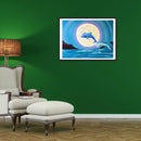 Moon Dolphin Frameless Picture Oil Paint By Numbers Hand Painted Picture Kit