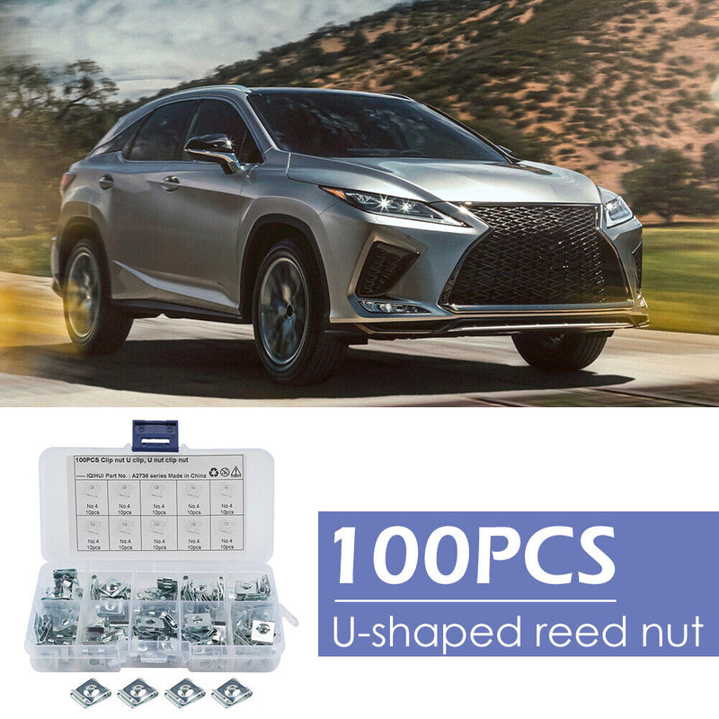 100pcs No.4 U Nut Car Interior Door Trim Panel Fastener Clip for Auto Motorcycle