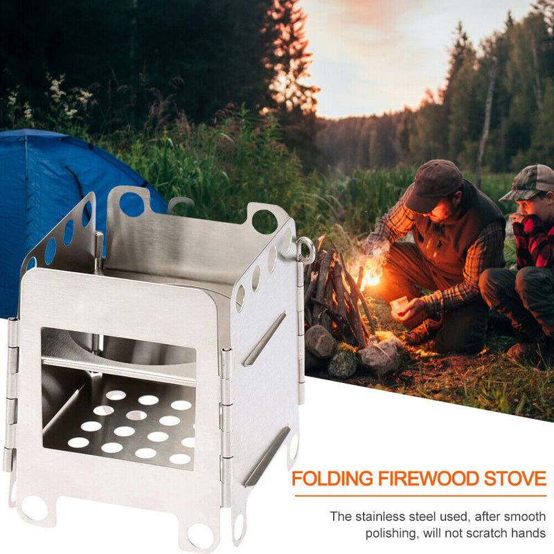 Camping Wood Stove Portable Outdoor Folding Picnic Grill BBQ Cooking Stove Newly