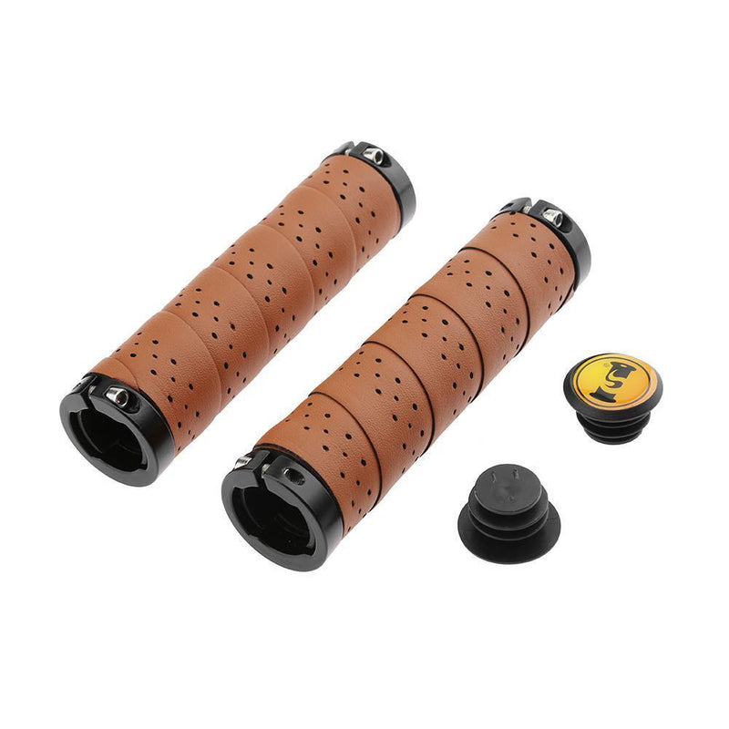 Broadroot Handlebar Grips for Bicycle Handlebars, 2-Piece, Non-Slip Leather Grips