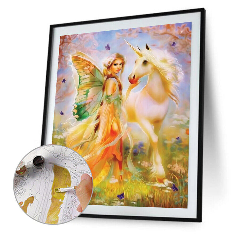 Girl Frameless Picture Oil Paint By Numbers Hand Painted Picture for Living Room