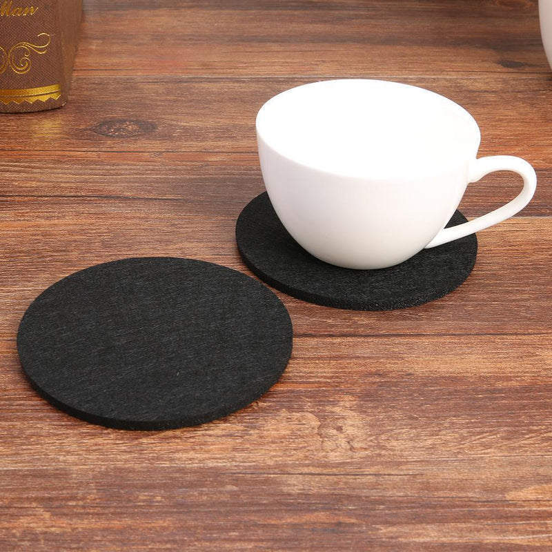 20pcs Round Felt Cup Mats Coasters Heat Resistant Coffee Tea Pad (A Black)
